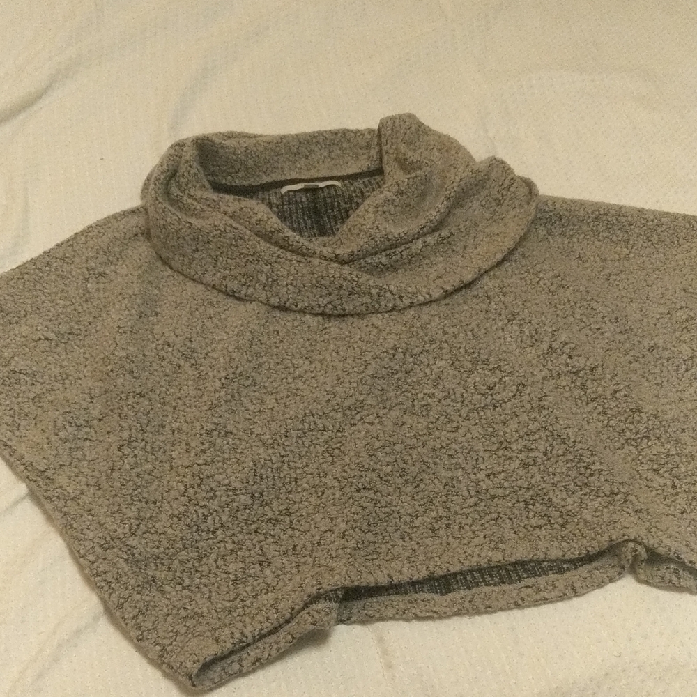 LOFT Gray Sherpa-type Cropped Cowl Neck